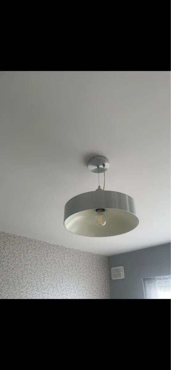 2x stainless ceiling lights and matching lamp - Image 1