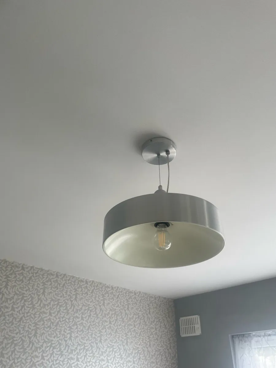 2x stainless ceiling lights and matching lamp - Image 2