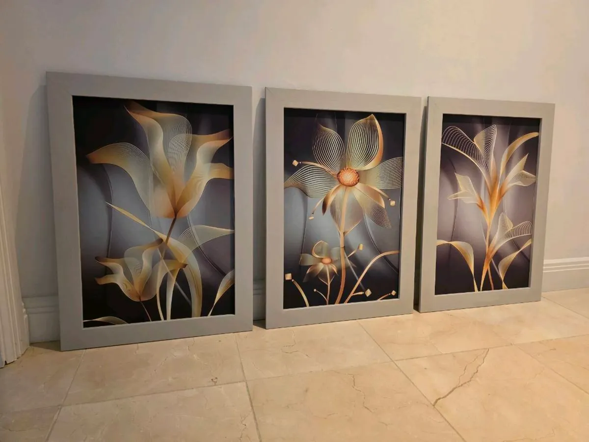 3 pictures with frame 53x72 cm each - Image 1