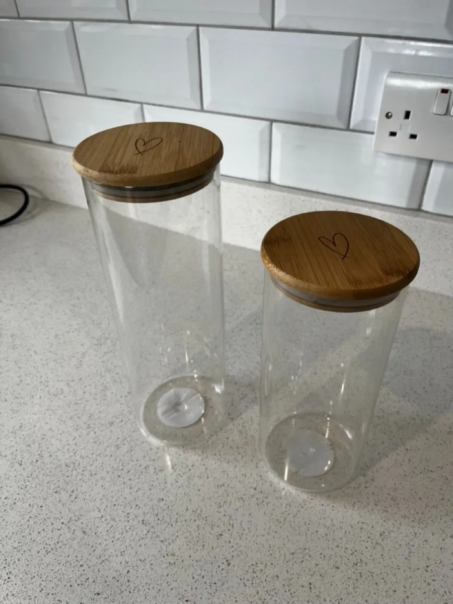 Glass and Wood Kitchen Canisters - Image 2