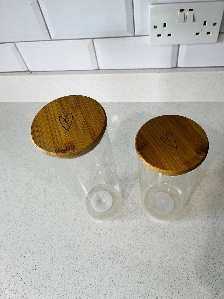 Glass and Wood Kitchen Canisters - Image 3