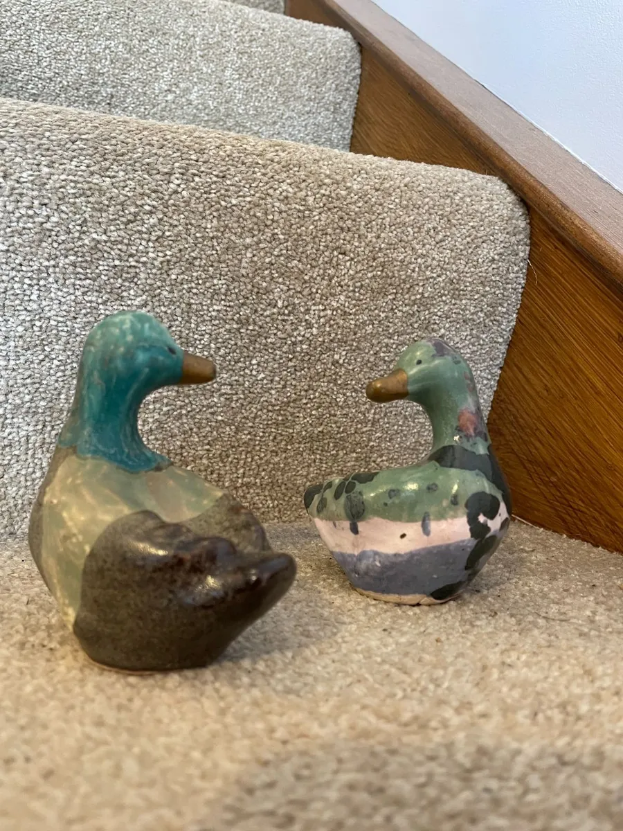 Decorative ceramic mallard duck figurines PAIR - Image 1