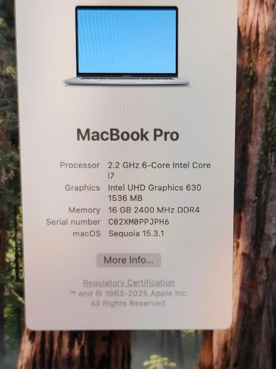 Apple MacBook Pro 15.4" 2018, 6 Core i7 2.2GHz 16GB 500GB A1990 Touch Bar (Battery Cycle: 431) - Image 4