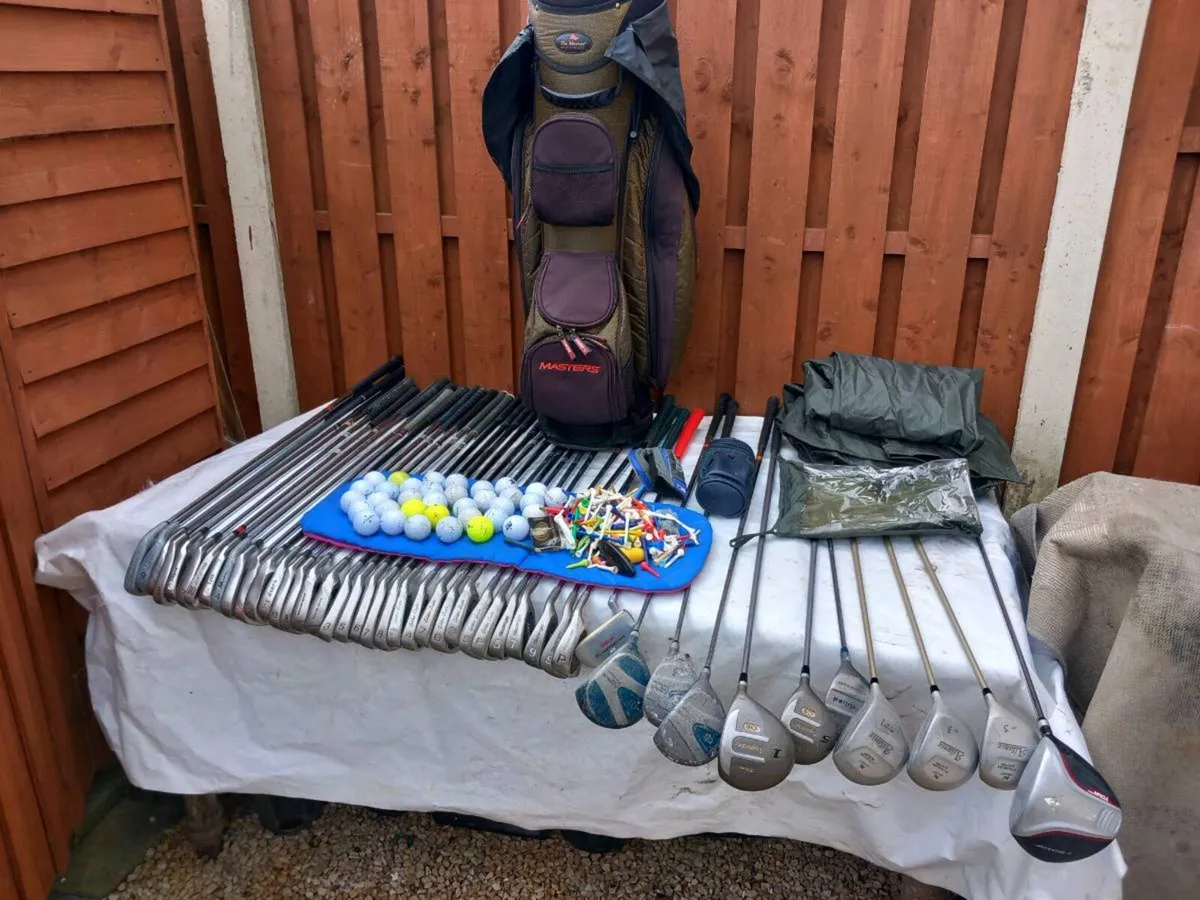A selection of golf clubs and bags and golf balls - Image 2