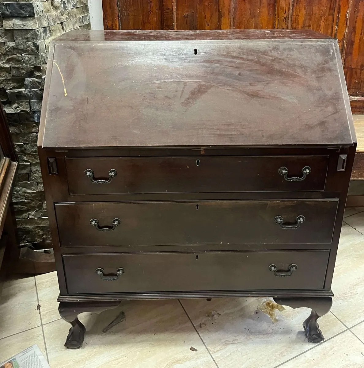 Mahogany Bureau Writing Desk with Drawers - Image 1