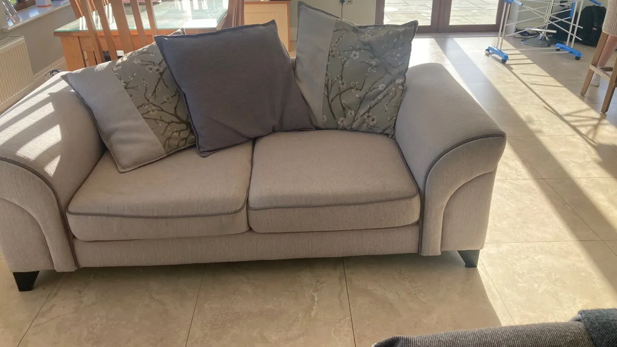 2 Two Seater Couches with matching Footstool - Image 2