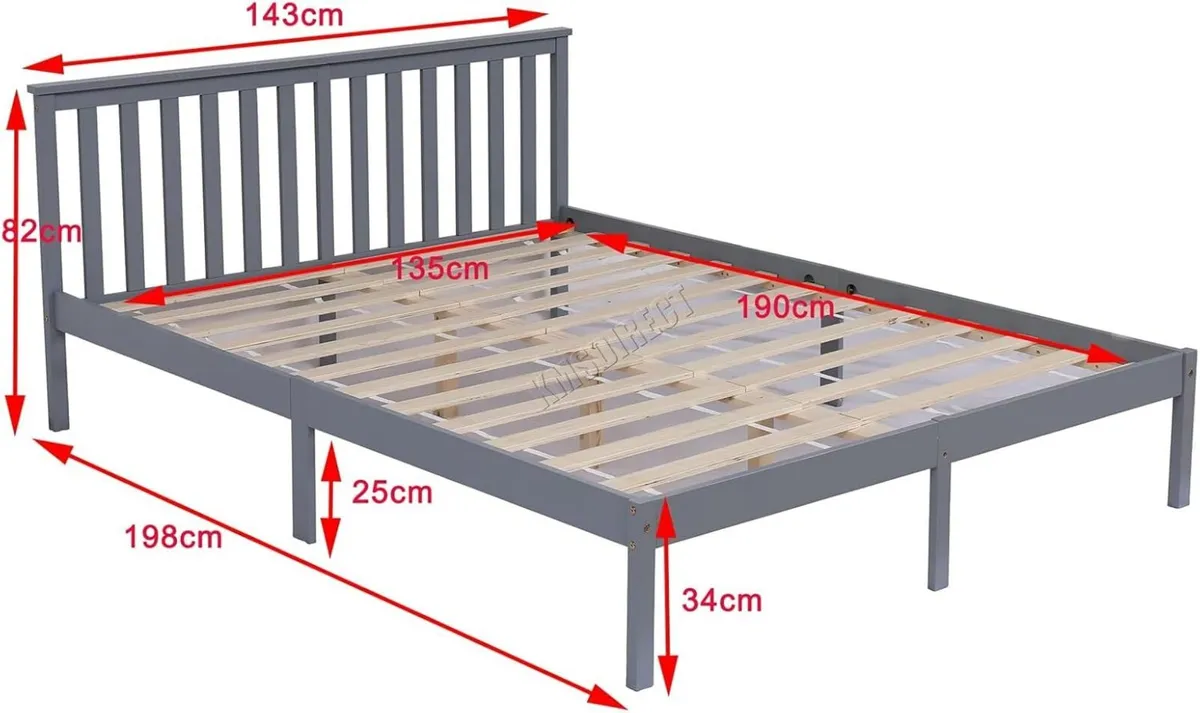 Double Bed Solid Pine Frame Headboard Durable - Image 2