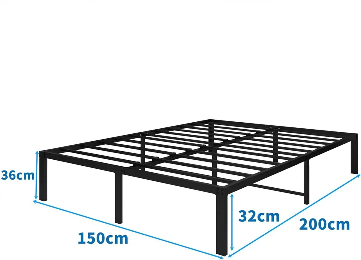 36 cm 5ft King Size Bed Frame Metal Platform - Image 2