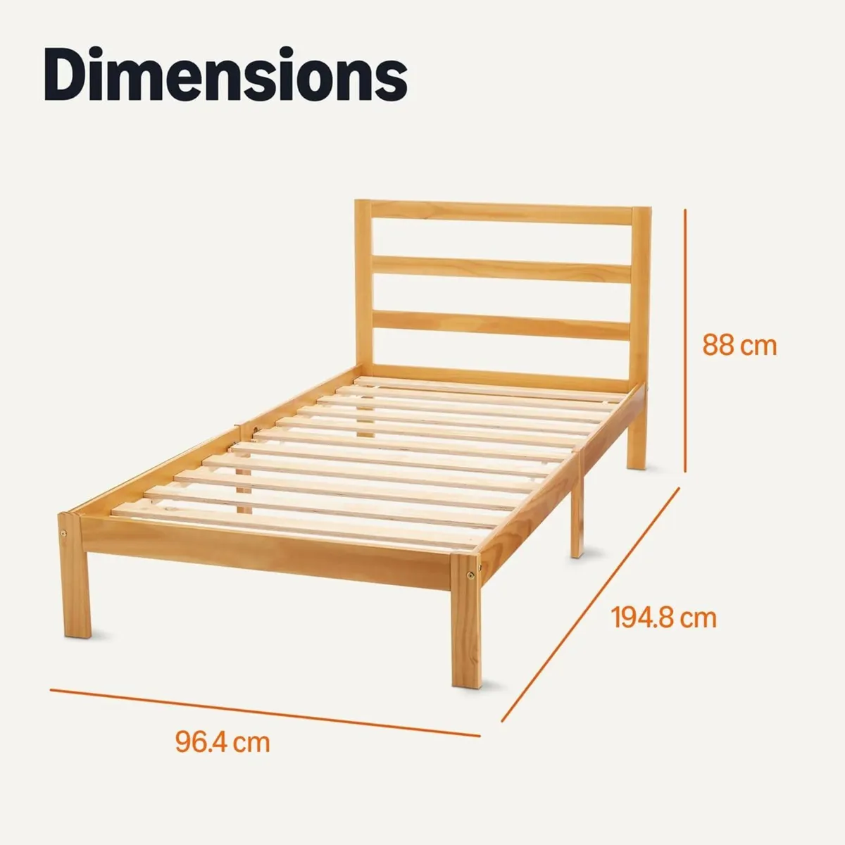 Single Bed Frame with Headboard Solid Pine Wood - Image 2
