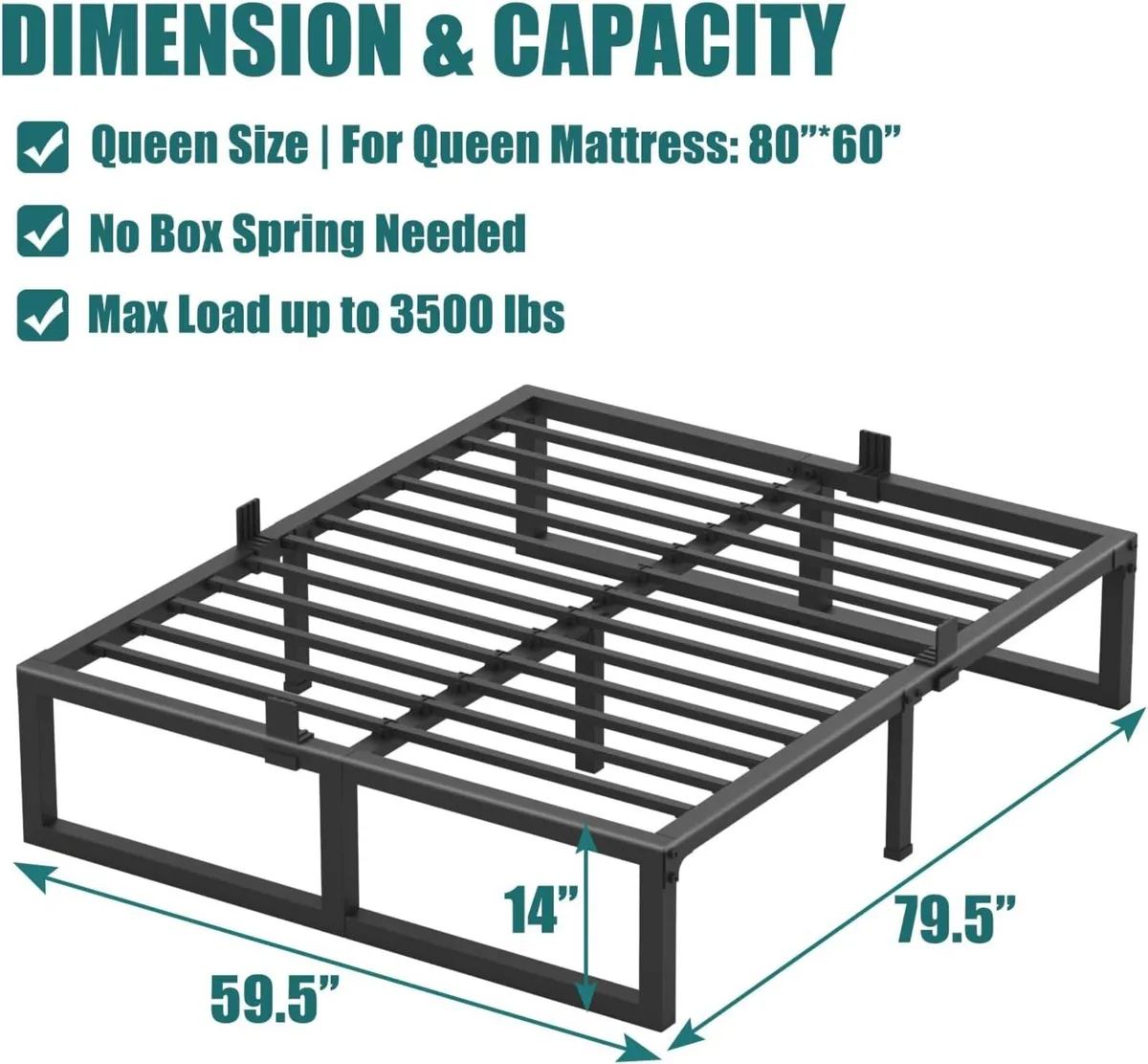 5ft King Bed Frame 150x200 cm - 36cm Height Heavy - Image 3