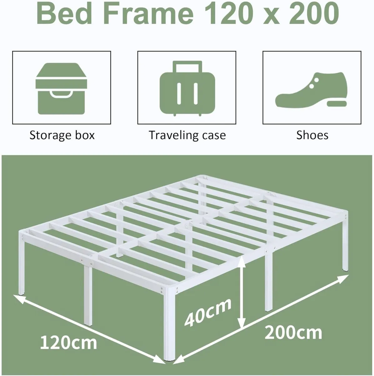 41 cm High Small Double Bed Frame 120 x 200 with - Image 2