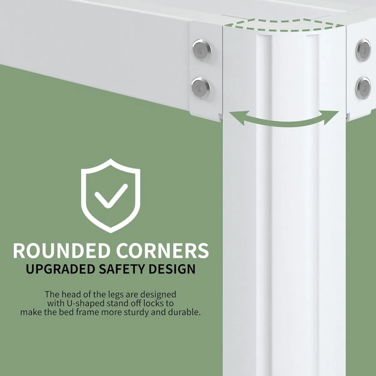 150x190 Metal Bed Frame White with Rounded - Image 4