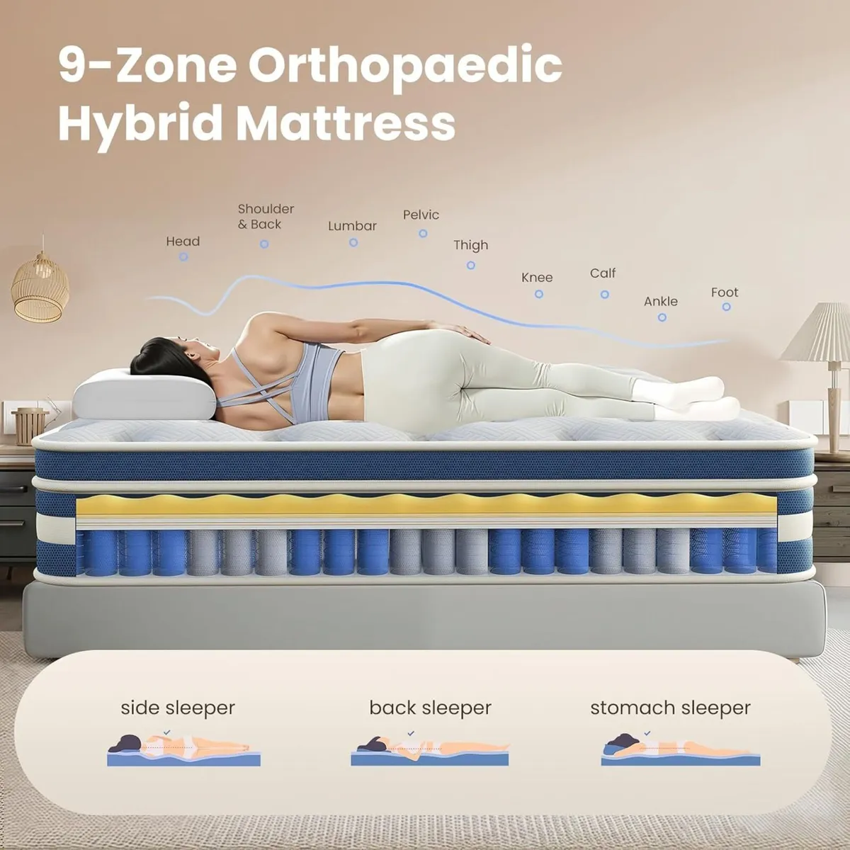 Double Mattress 10 Inch Hybrid with Gel Memory - Image 4