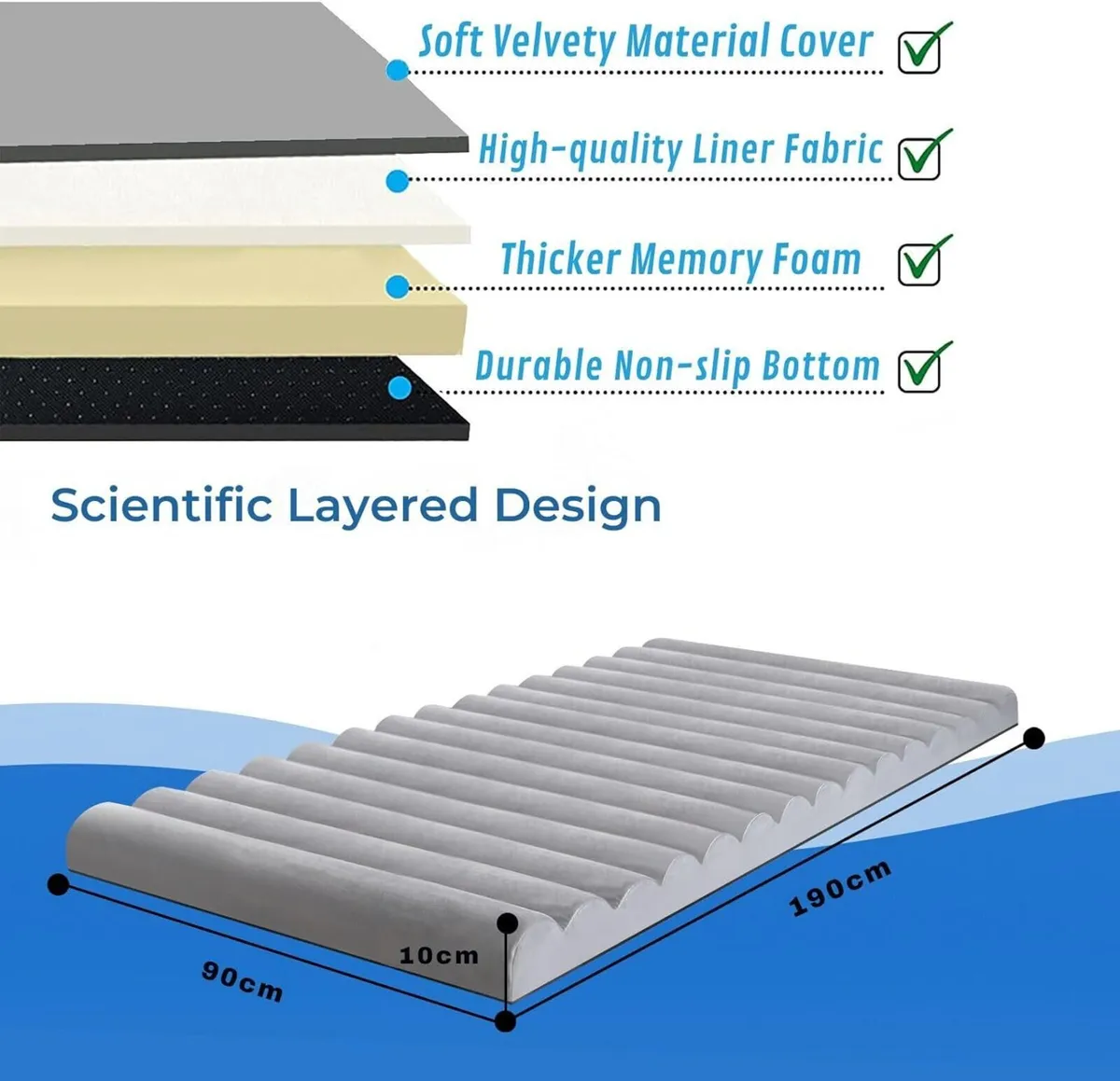 Roll Up Floor Mattress 190x90cm Single 10cm Thick - Image 2