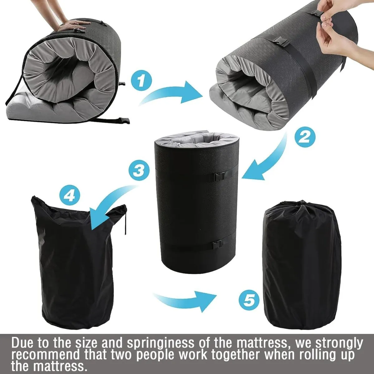 Roll Up Floor Mattress 190x90cm Single 10cm Thick - Image 3