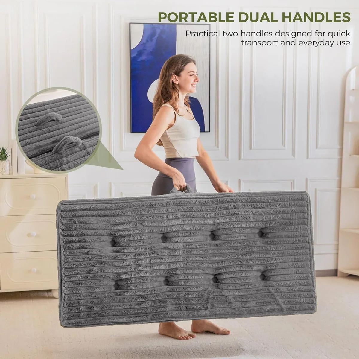 Folding Mattress Double 15cm Upholstered Foldable - Image 3