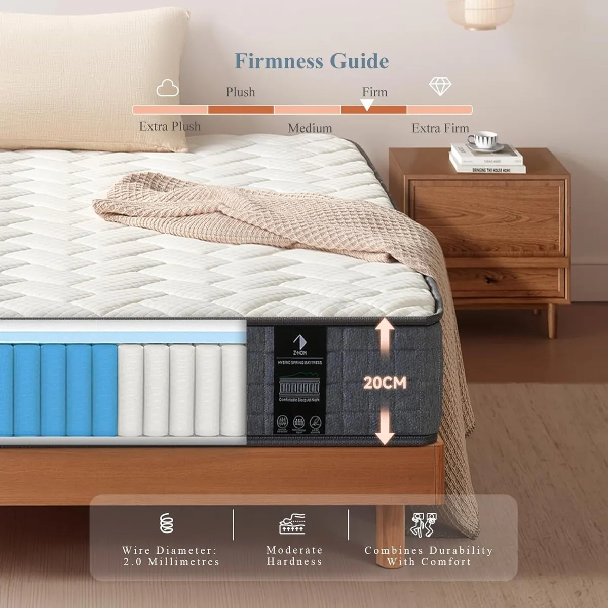 Double Mattress 20cm Deep Value Hybrid Medium - Image 4