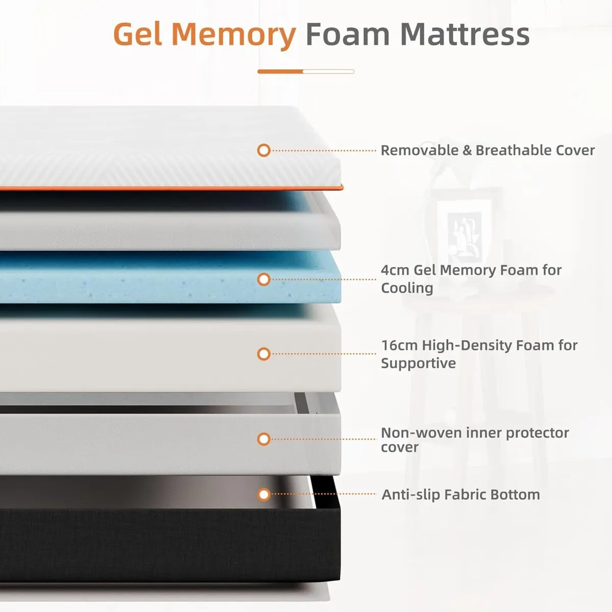 Double Mattress 20CM Gel Memory Foam for Cool - Image 3