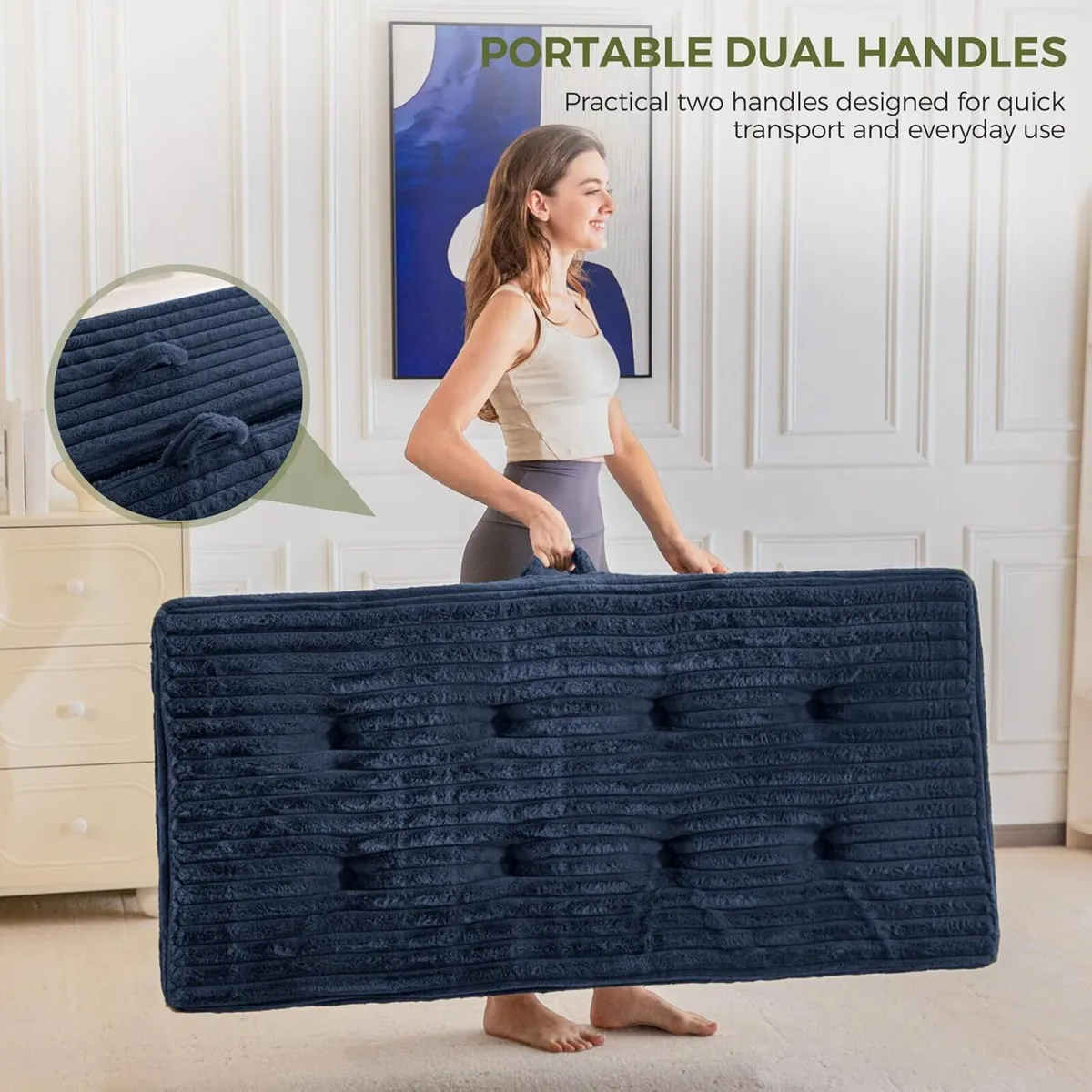 Folding Mattress Single 15cm Upholstered Foldable - Image 3