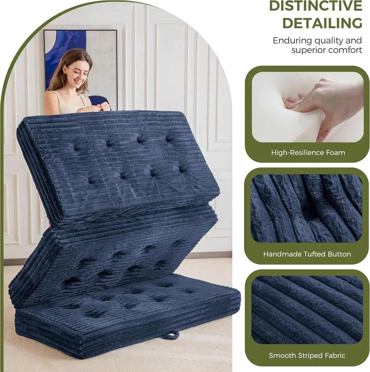 Folding Mattress Single 15cm Upholstered Foldable - Image 4