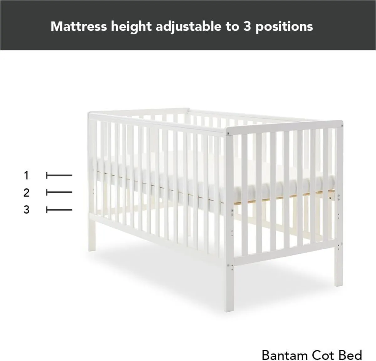 Bantam Cot Bed – White Convertible Baby to - Image 4