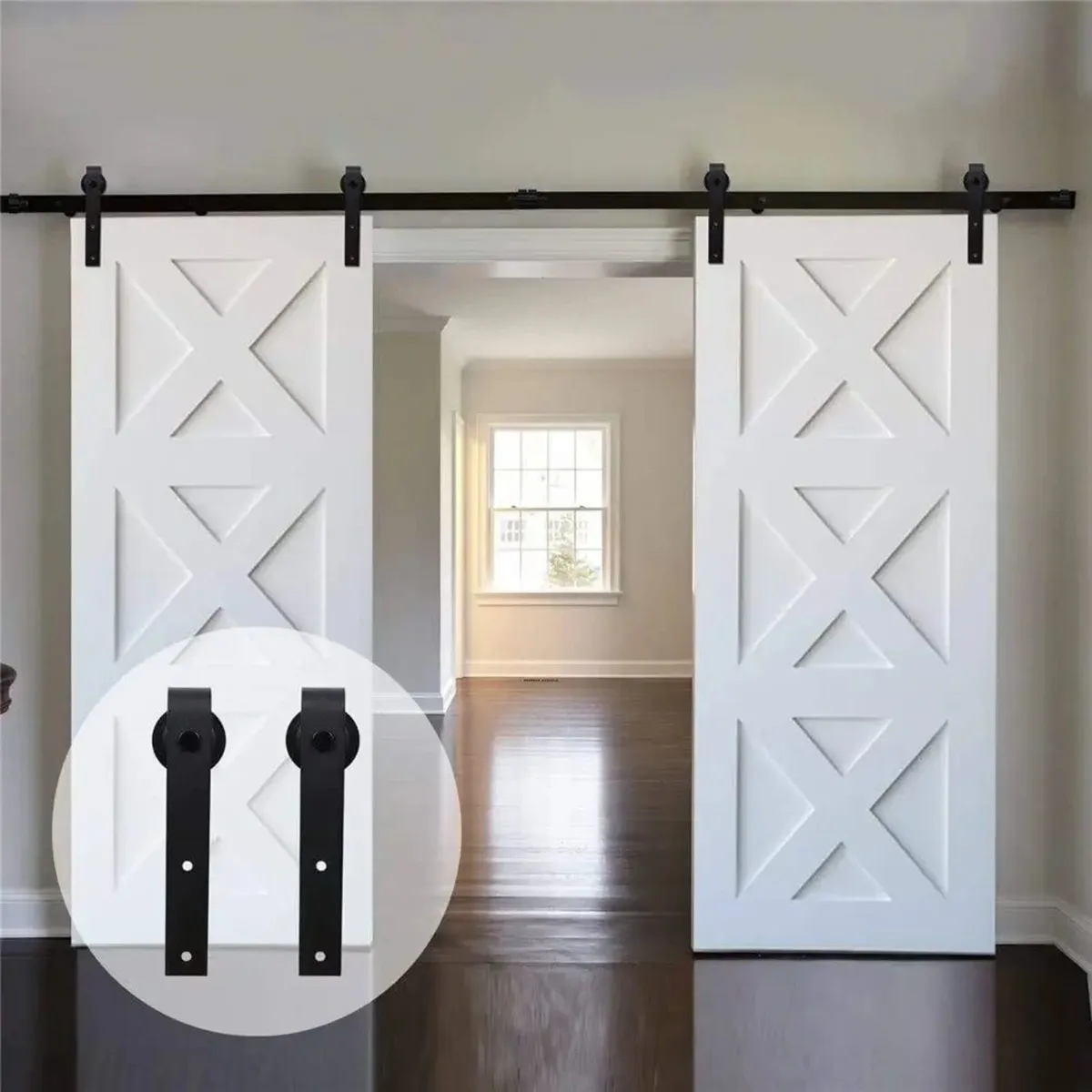 Double Sliding Barn Door Kit 10FT J-Shape - Image 4