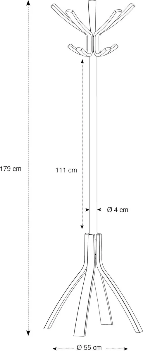 Coat Stand Light Wood One Size PMCAFEC - Image 3