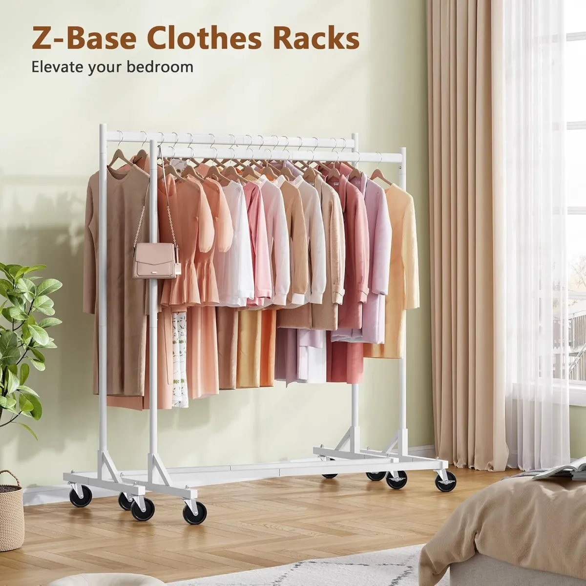 Z Rack Set of 2 Rolling Clothing Racks with - Image 2