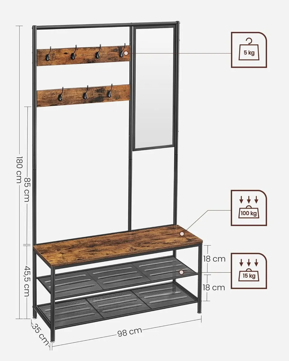 Coat Rack with Shoe Storage Stand for Hallway - Image 3