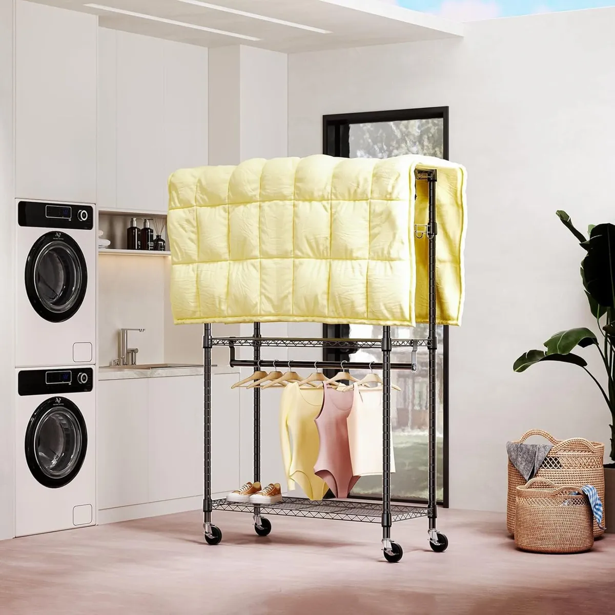 Heavy Duty Rolling Garment Rack 3 Tiers Adjustable - Image 4