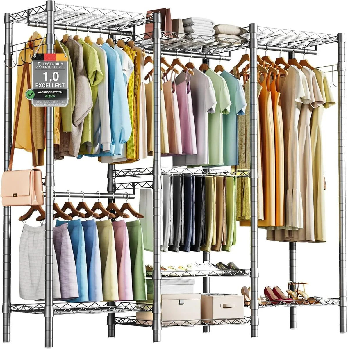 Clothes Rails Storage Rack Heavy Duty Rail with 3