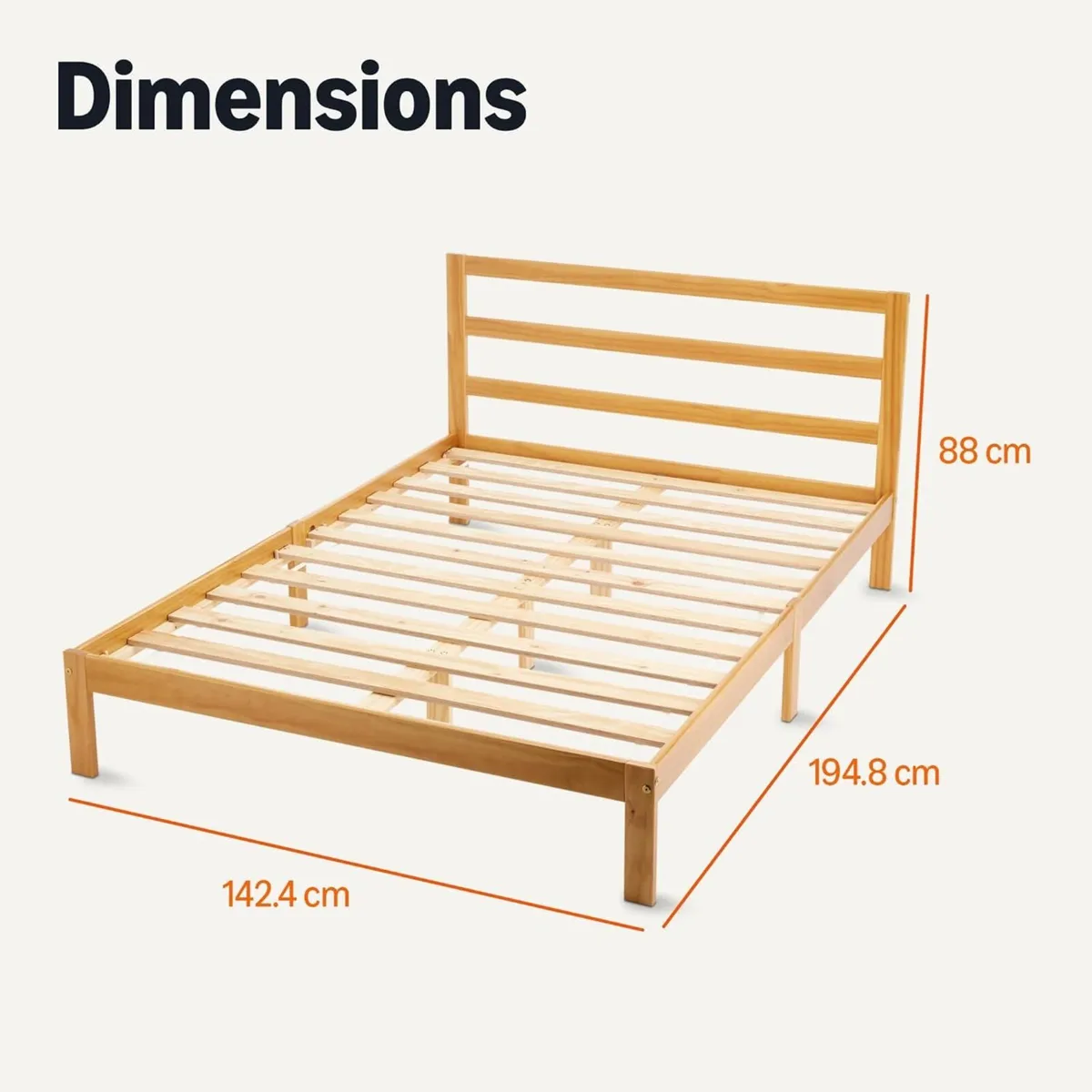 Double Bed Frame with Headboard Solid Pine Wood - Image 2