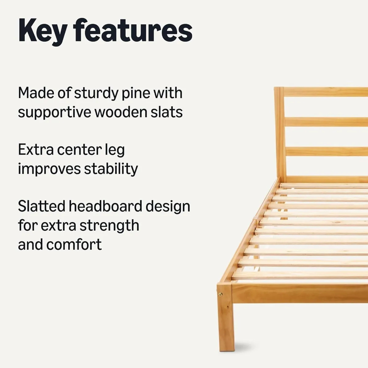Double Bed Frame with Headboard Solid Pine Wood - Image 3