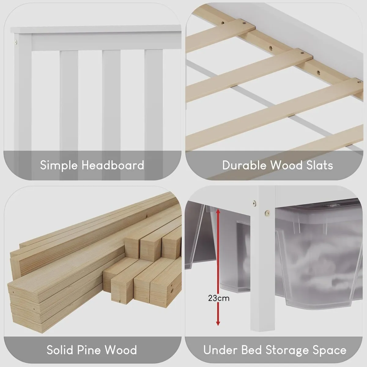 Milan Double Bed 4ft6 Frame Solid Pine Wood - Image 4