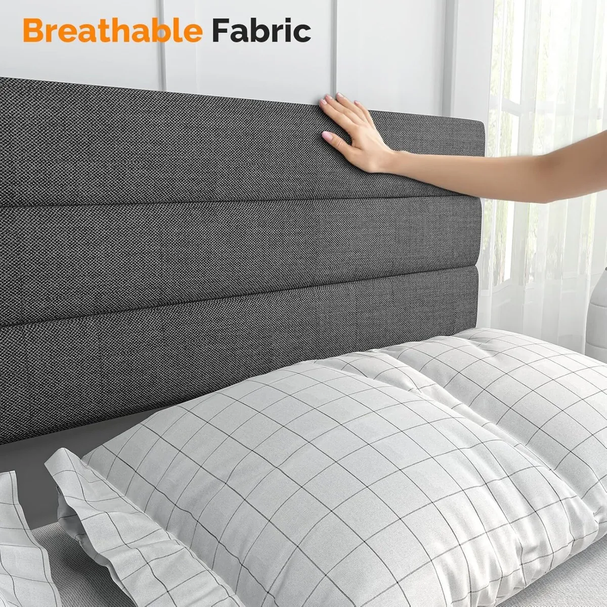 4ft6 Double Bed Frame Noise-Free Upholstered - Image 4