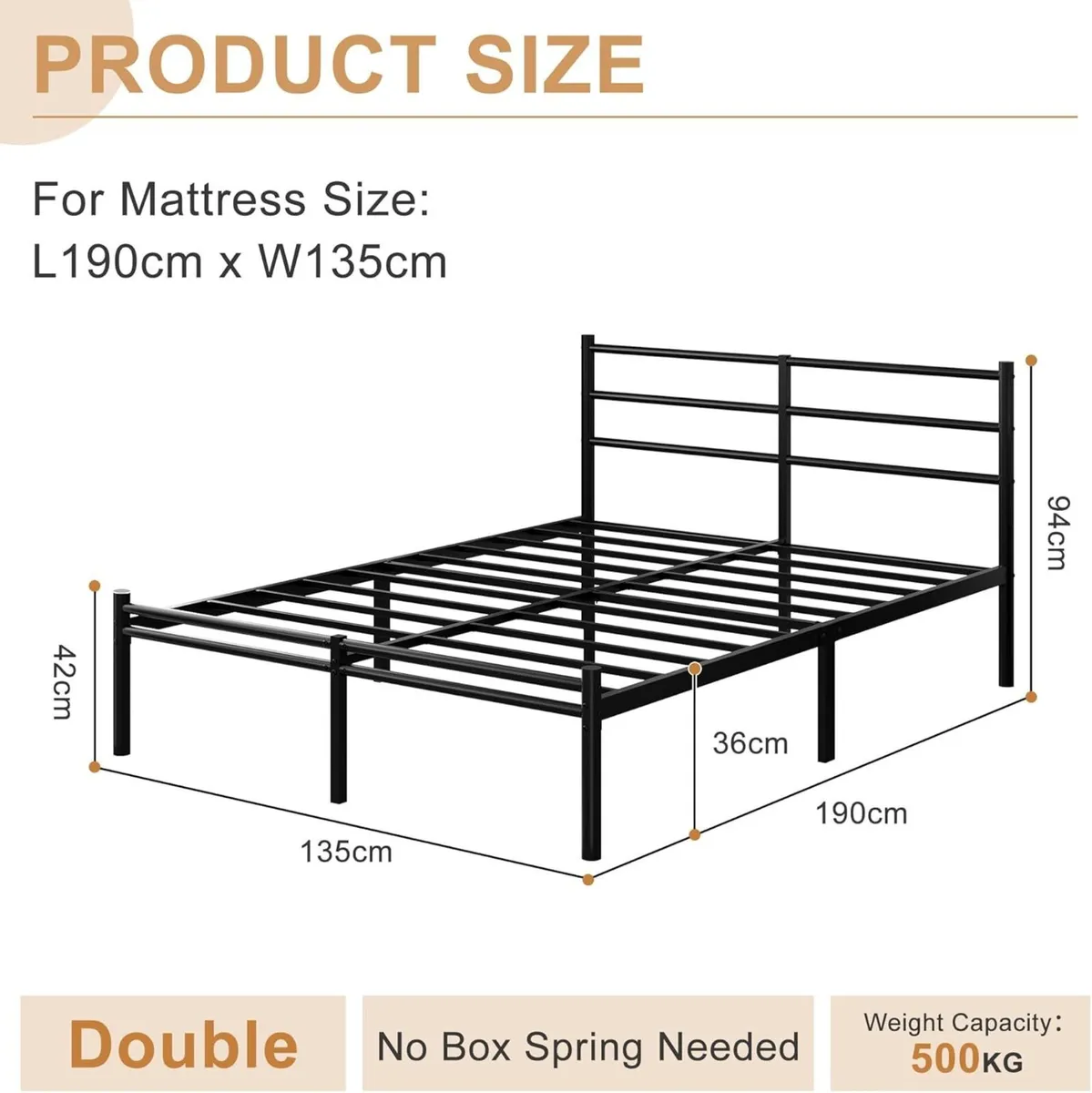 Double Bed Frame with Headboard and Footboard - Image 2
