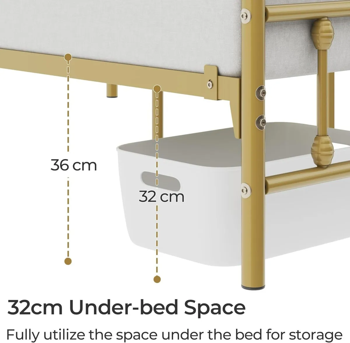 5ft King Bed Frame Vintage Iron Platform with - Image 2