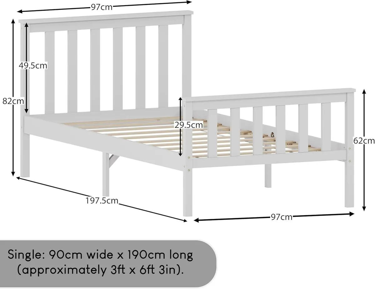 Milan Single Bed 3ft Frame Solid Pine Wood - Image 2