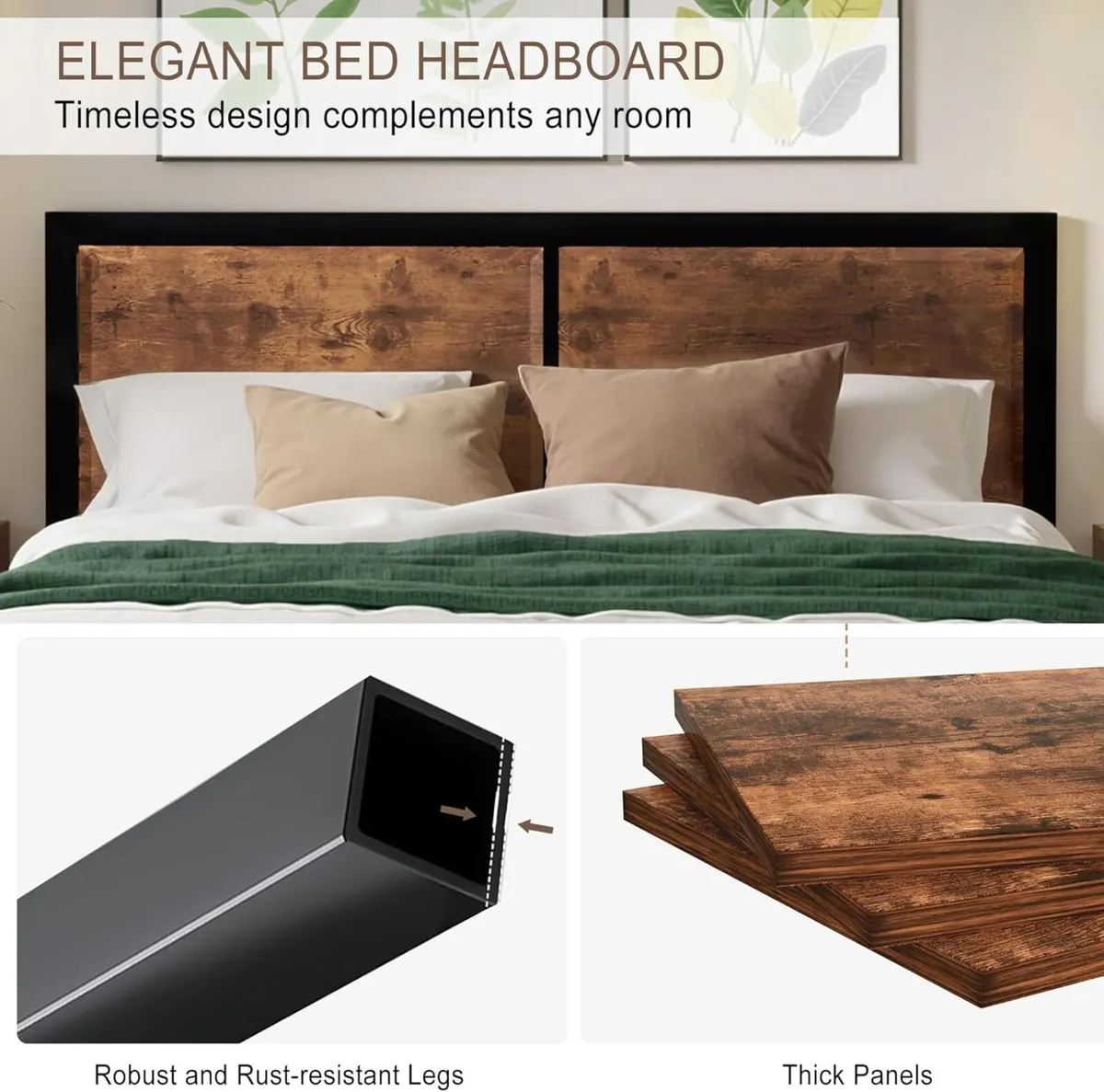 Double Platform Bed Frame with Rustic Vintage - Image 3