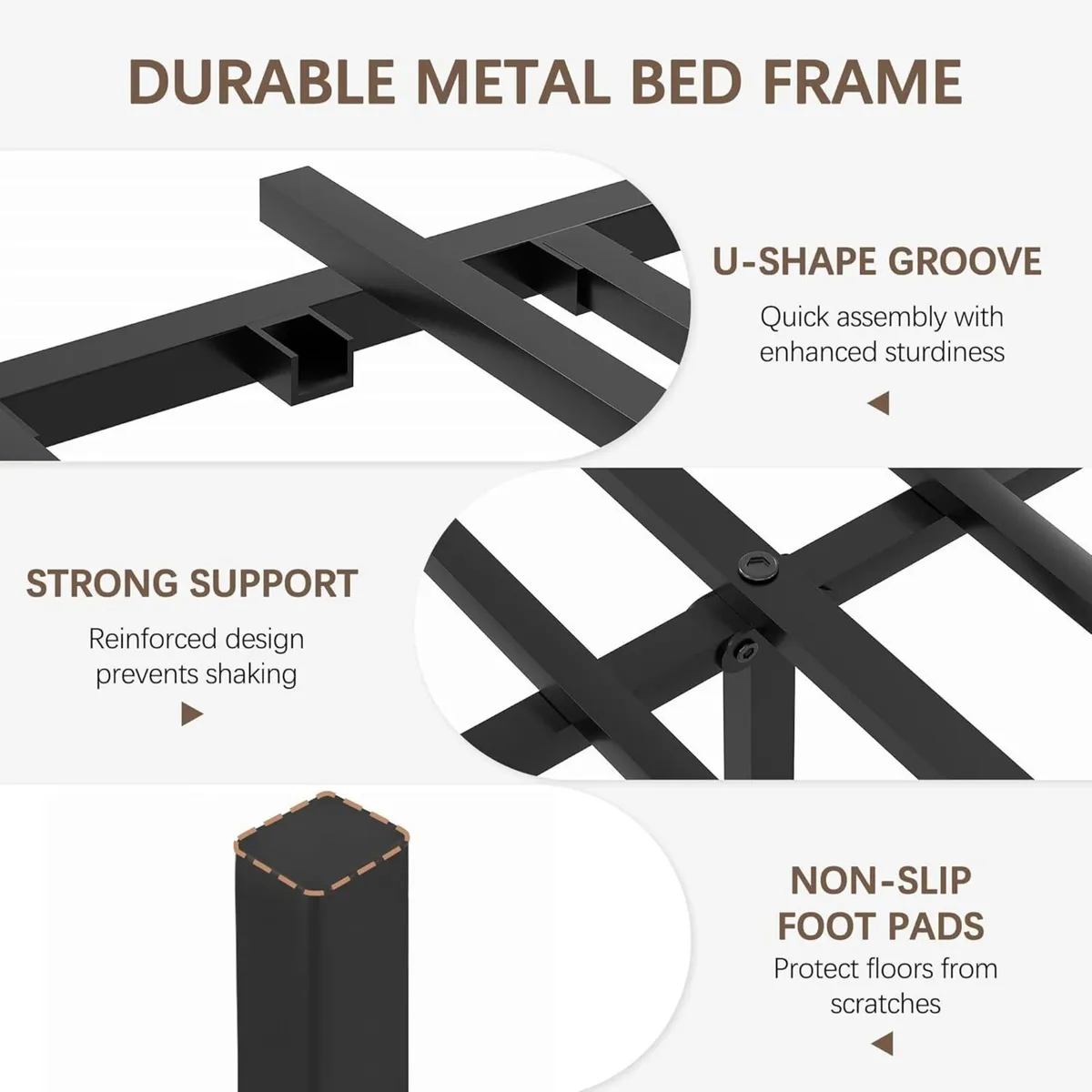 Double Platform Bed Frame with Rustic Vintage - Image 4