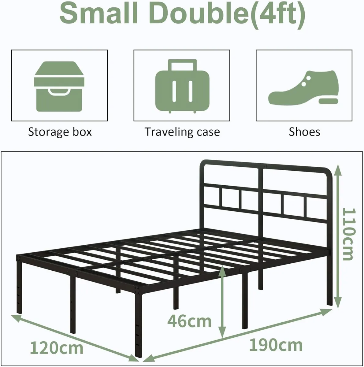 Small Double Bed Frame 4ft with Curved Headboard - Image 2