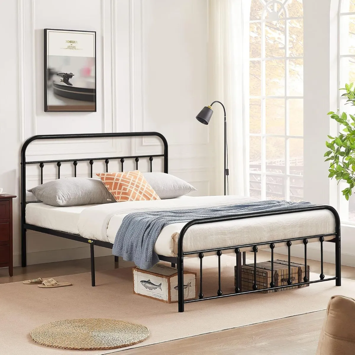 4ft6 Double Metal Bed Frame 135x190cm Platform - Image 3