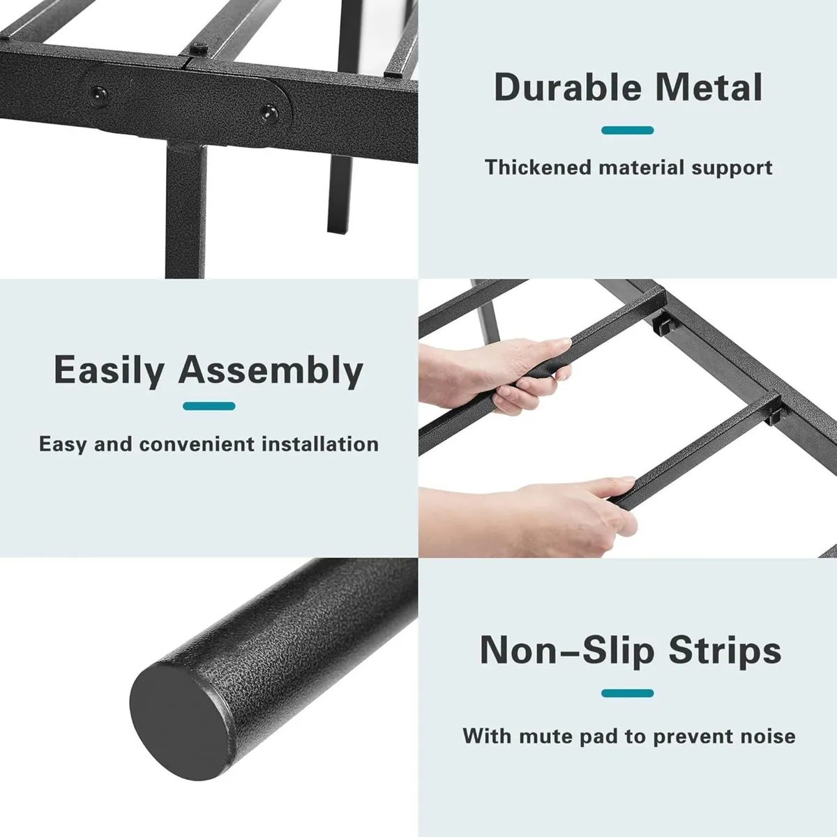 4ft6 Double Metal Bed Frame 135x190cm Platform - Image 4