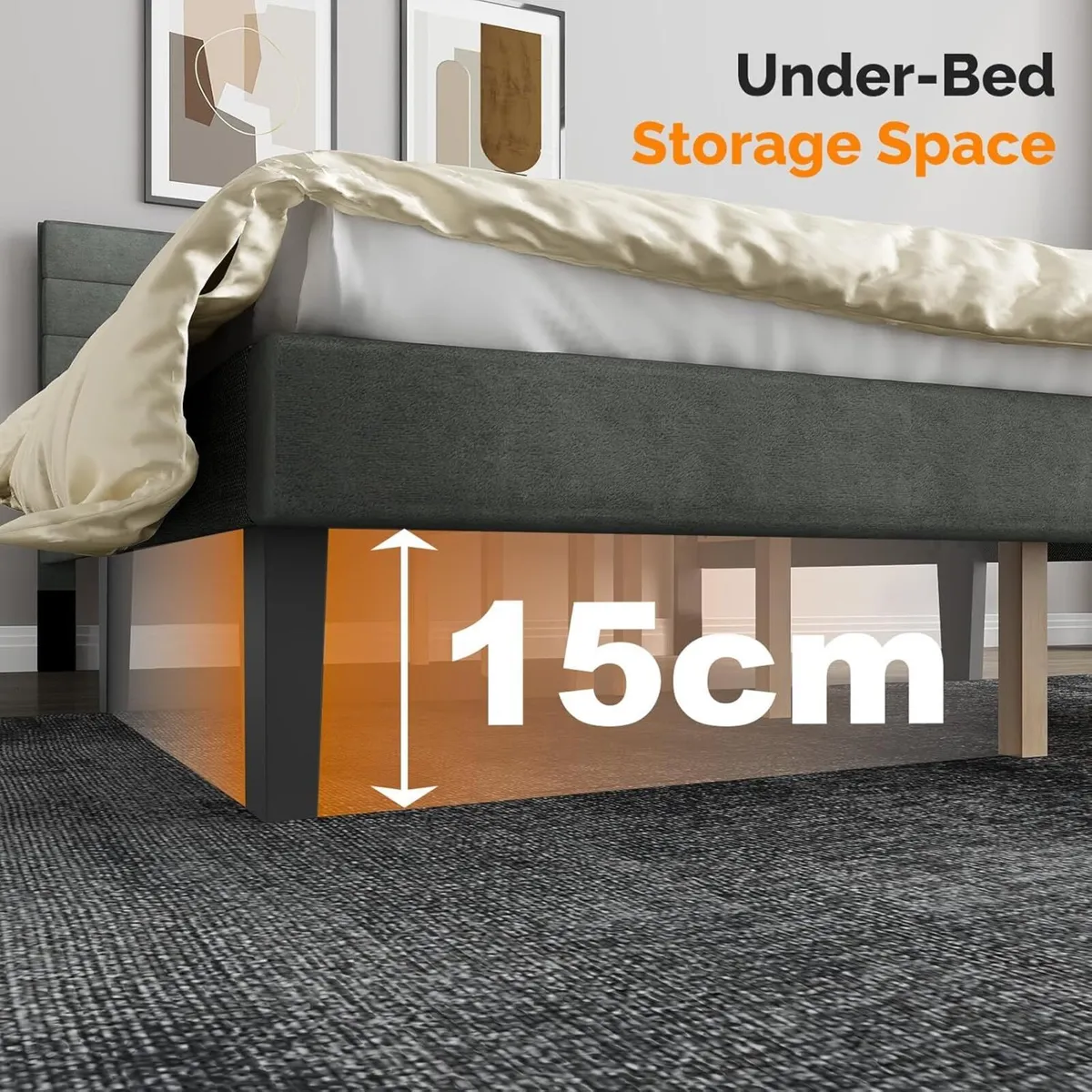 5ft King Bed Frame Noise-Free Upholstered - Image 3