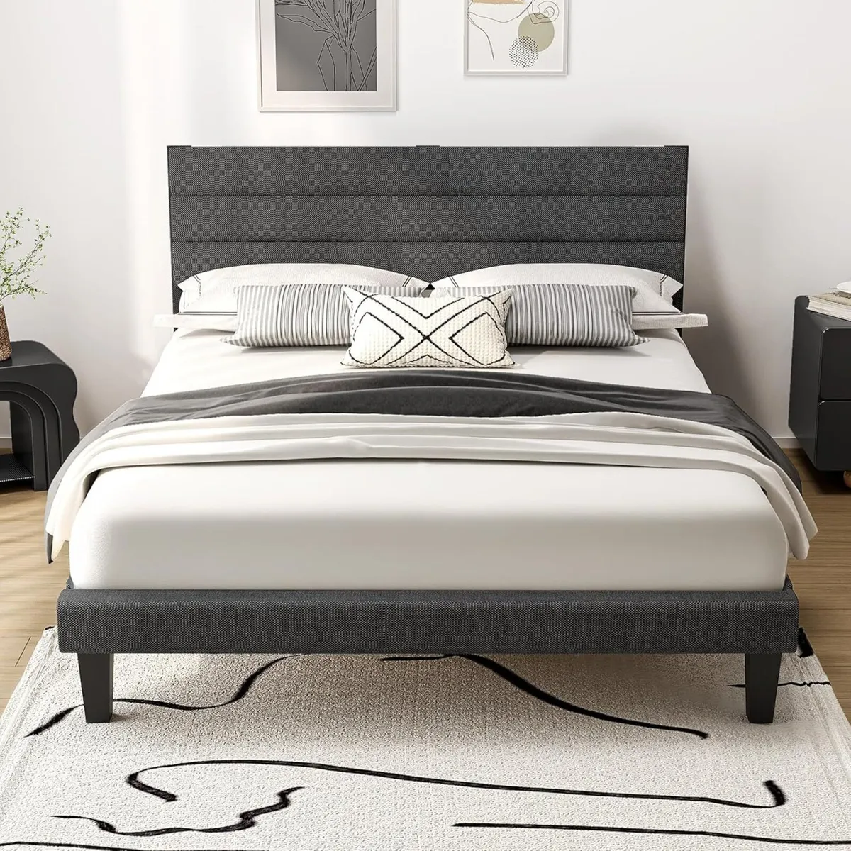 5ft King Bed Frame Noise-Free Upholstered - Image 1