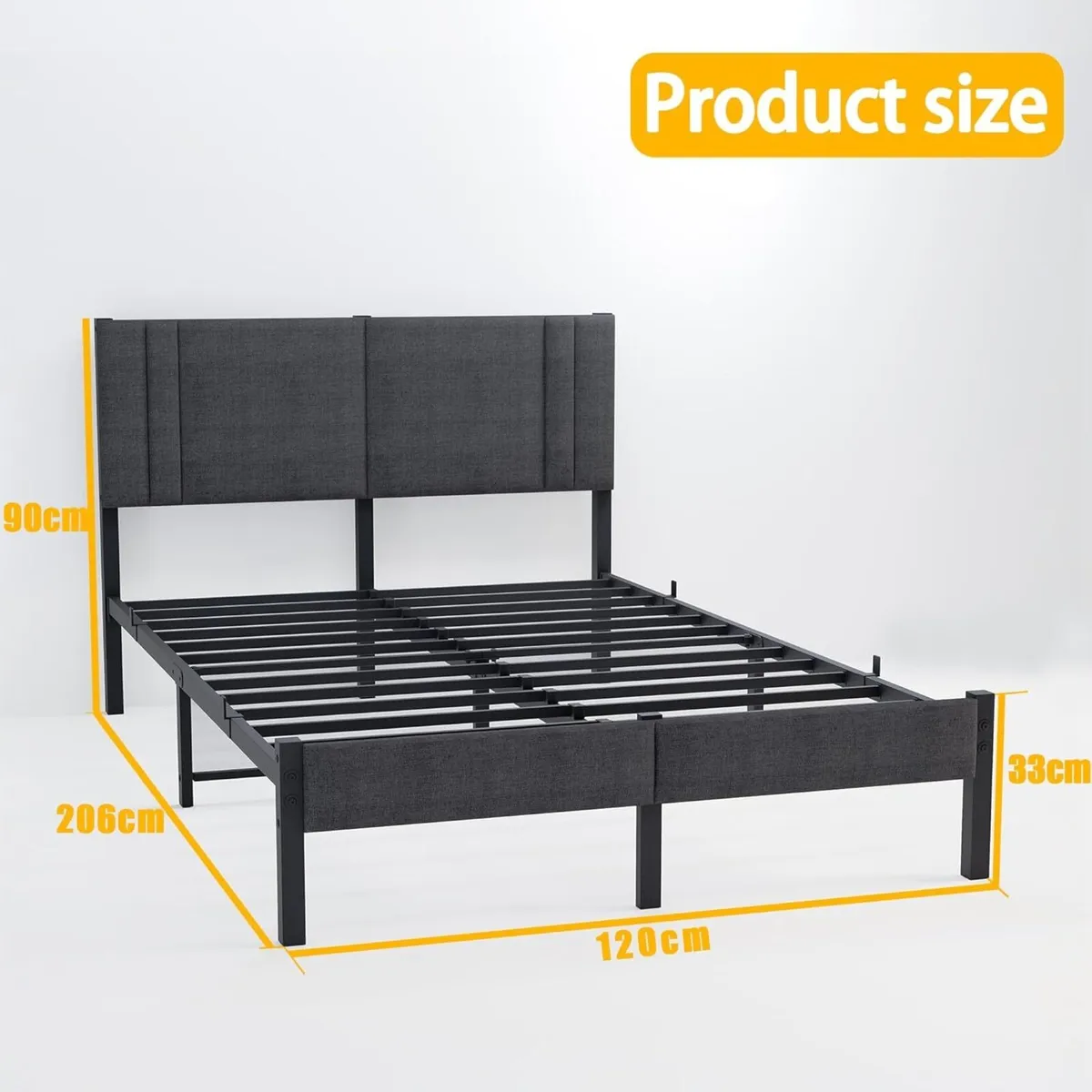 Double Bed Frame Upholstered Platform with - Image 2