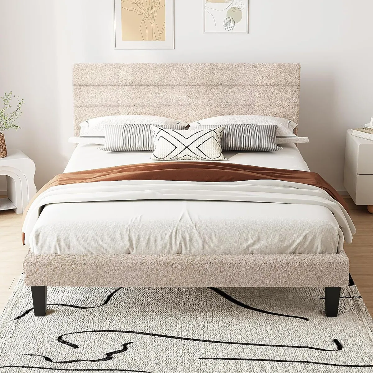 4ft6 Double Bed Frame Noise-Free Upholstered - Image 1