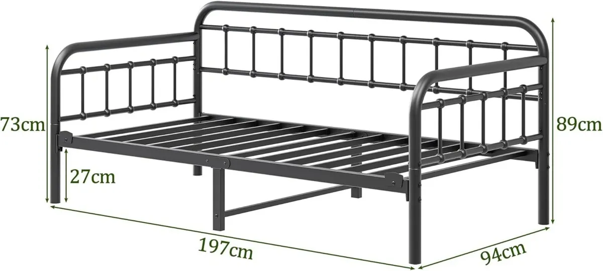 Metal Daybed Frame 90 x 190cm Single Bed Size - Image 2