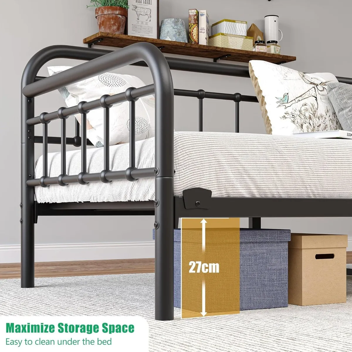 Metal Daybed Frame 90 x 190cm Single Bed Size - Image 4