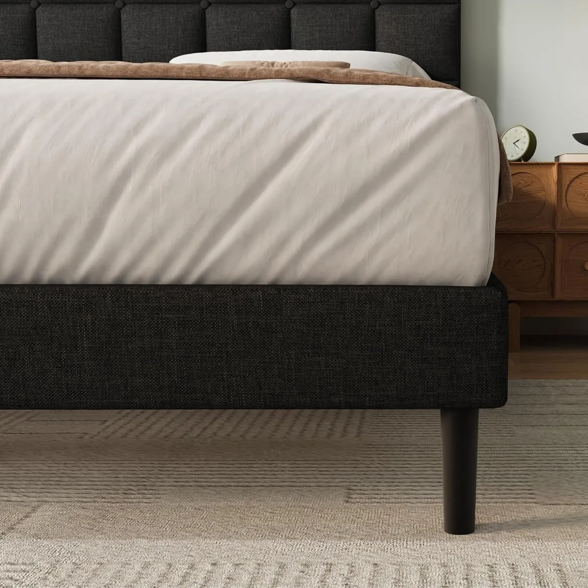 King Bed Frame Easy Assembly Sturdy Wooden Slat - Image 3